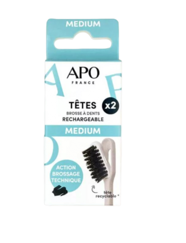 Accessoires zéro-déchet Apo France Recharges de brosse à dents rechargeable Medium pas cher  BA eShop